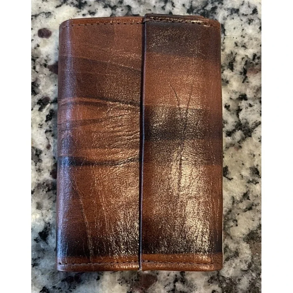 Vintage leather cowhide key wallet Botany 500 Holds 6 Keys Brown Excellent